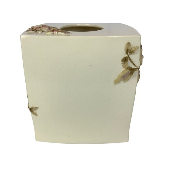 Croscill Charlotte Floral Ceramic Tissue Box Cover & Soap Dish Set Cottagecore - Picture 4 of 10